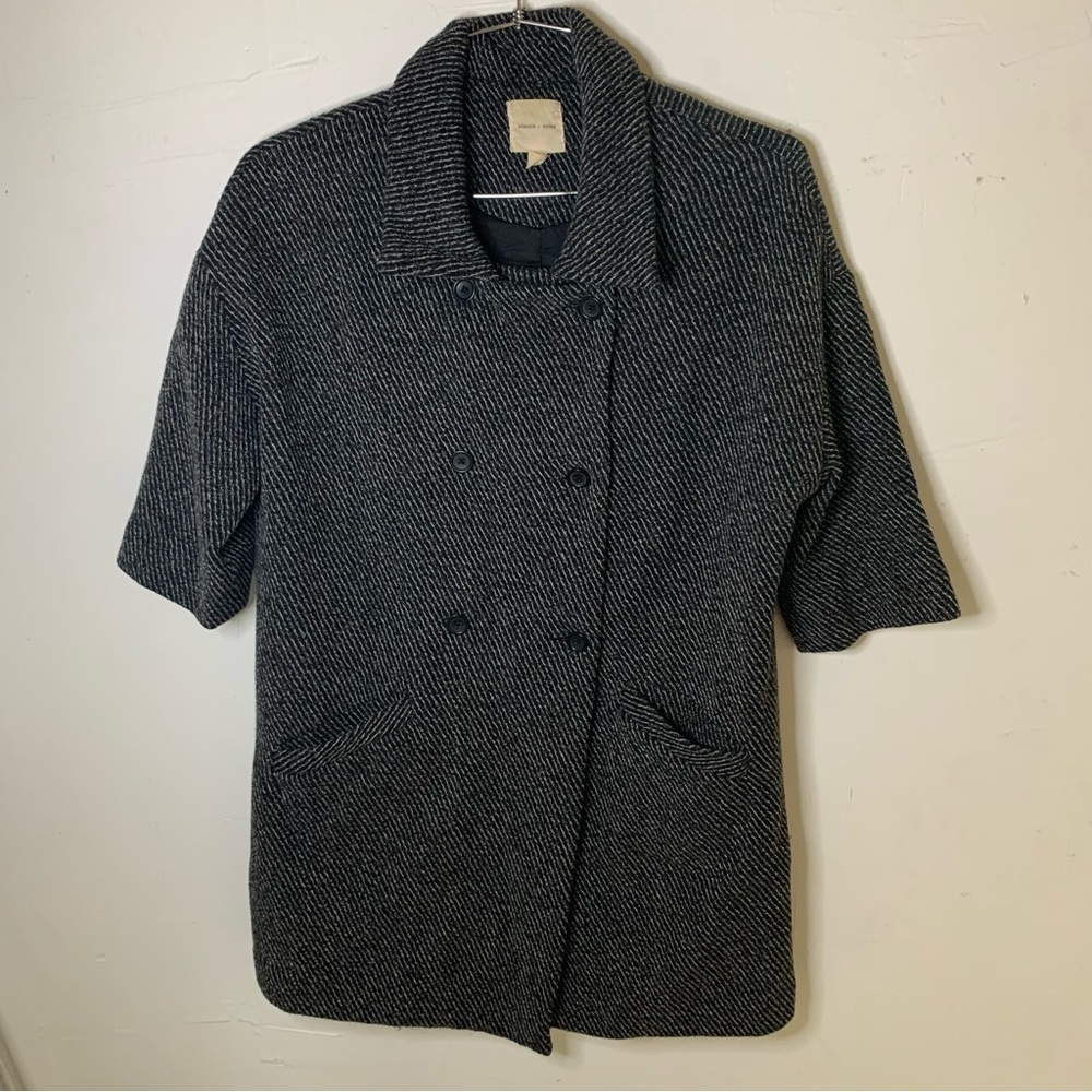 Urban Outfitters Silence + Noise Wool Blend Herring-bone Textured Peacoat Coat‌‌